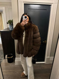 Dolcie London Straight Rows Genuine Fox Fur Long Collar Coat