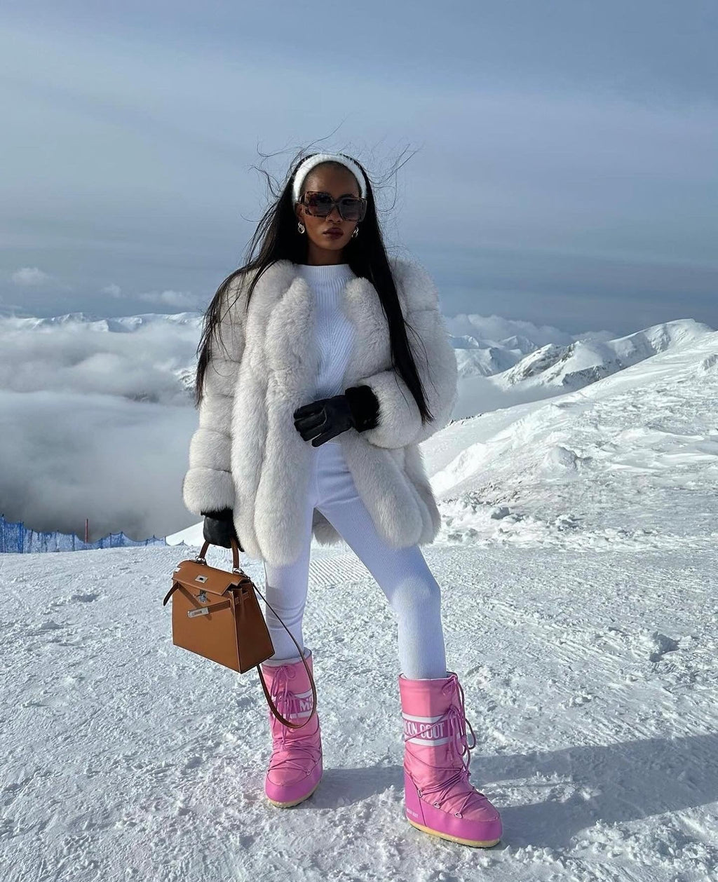 Dolcie London Straight Rows Genuine Fox Fur Long Winter Coat