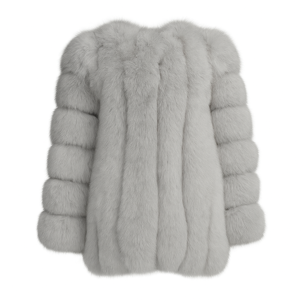 Dolcie London Straight Rows Genuine Fox Fur Long Winter Coat