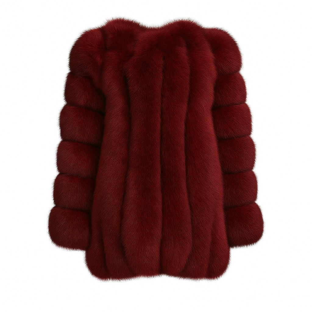 Dolcie London Straight Rows Genuine Fox Fur Long Winter Coat