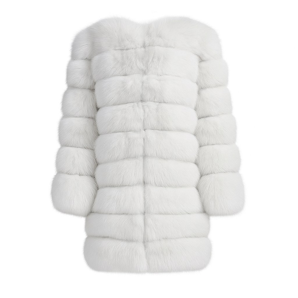 Luxurious 3-in-1 Detachable Long Fox Fur Coat with Leather Lining