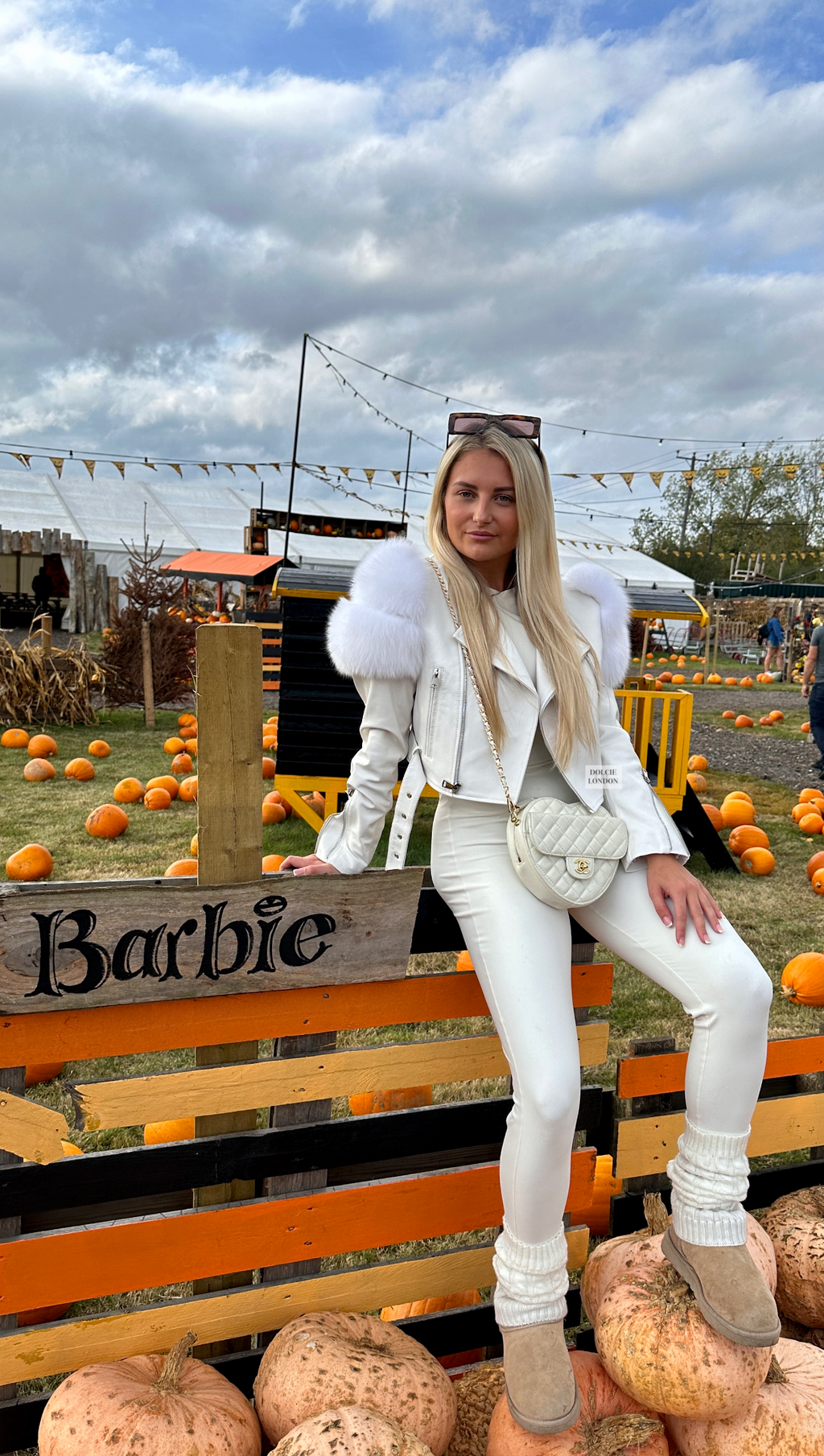 Dolcie London Women's Genuine Leather Jacket with Fox Fur Sleeves