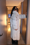 Luxurious Long Full-Length Genuine Fox Fur Winter Collar Coat