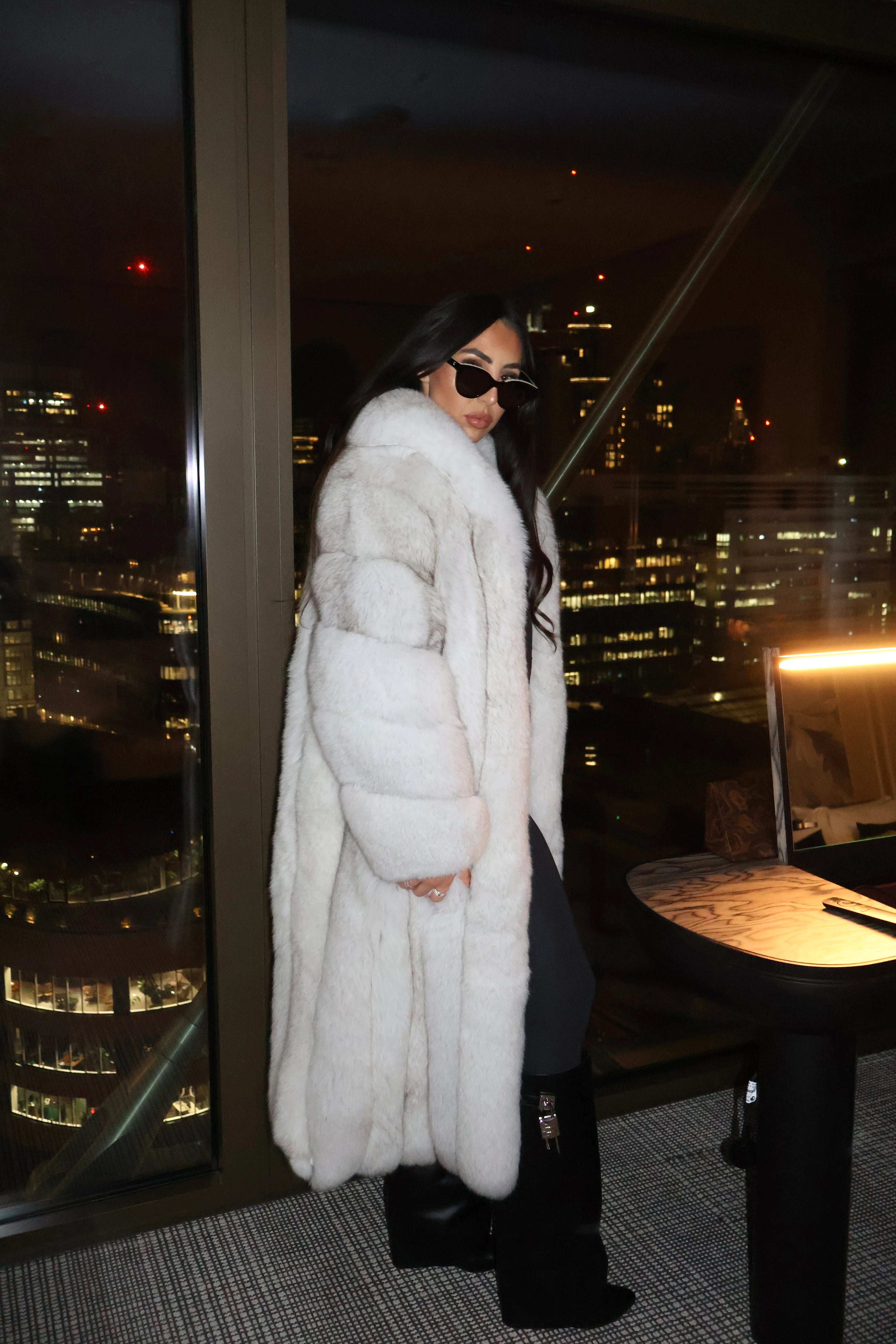 Veloura Hooded Long Fox Fur Coat – Luxe Collar Edition