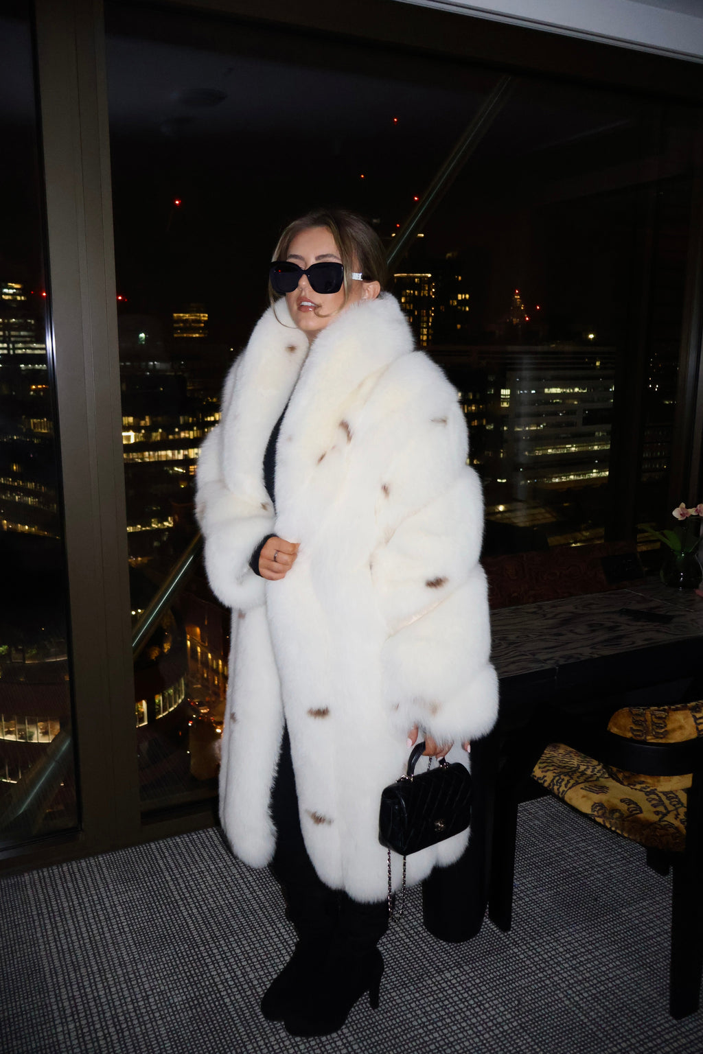 Luxury Genuine Fox Fur Long Collar Coat Winter Outerwear