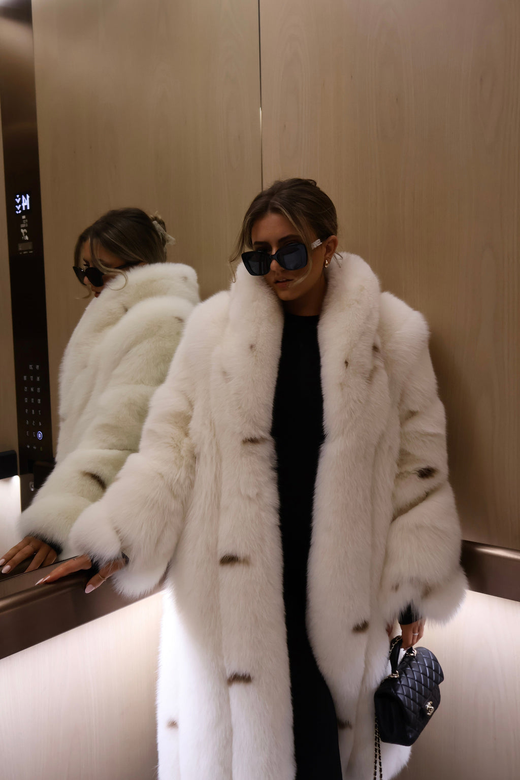 Luxury Genuine Fox Fur Long Collar Coat Winter Outerwear