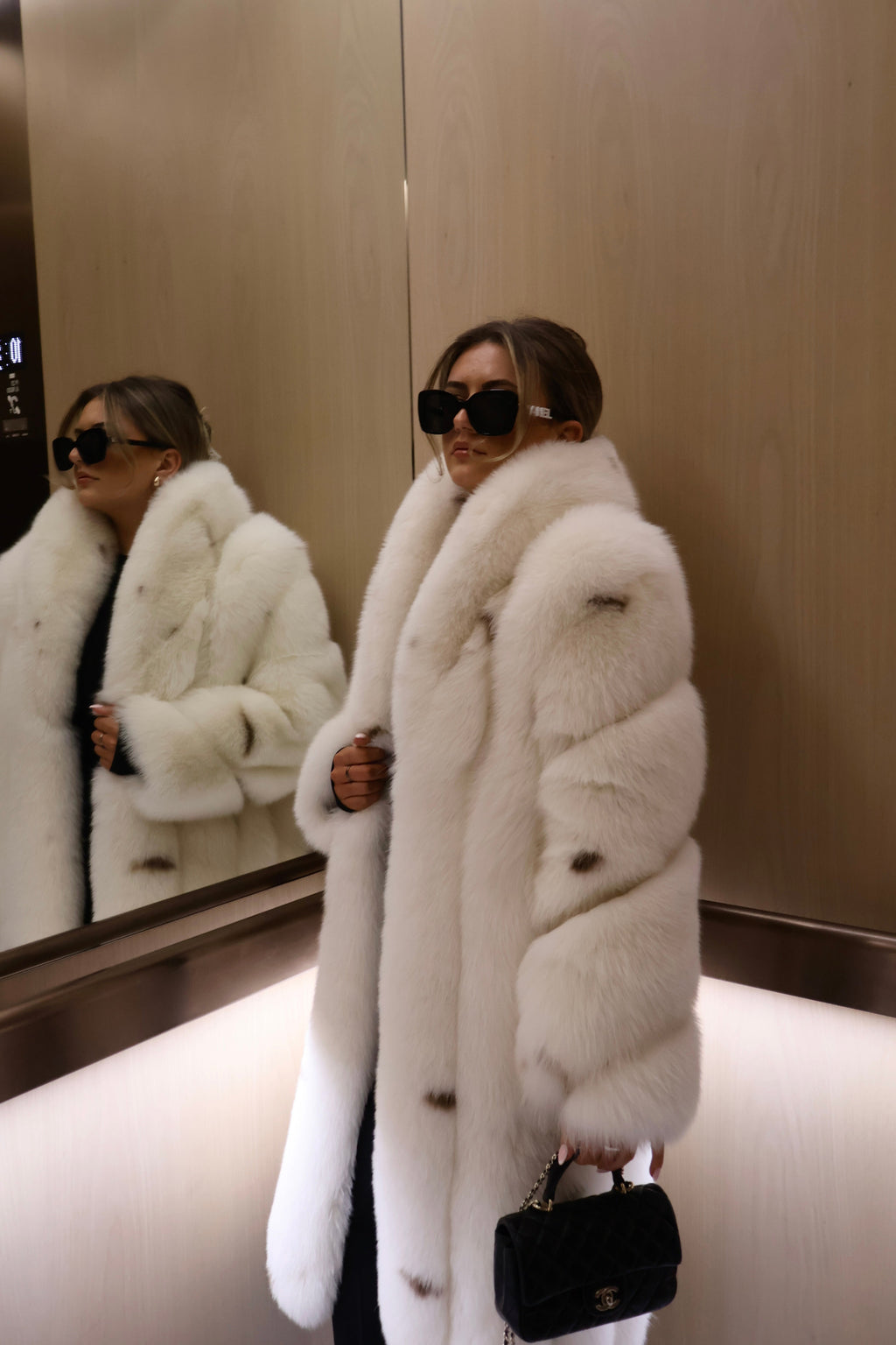 Luxury Genuine Fox Fur Long Collar Coat Winter Outerwear