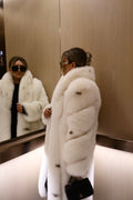 Luxury Genuine Fox Fur Long Collar Coat Winter Outerwear