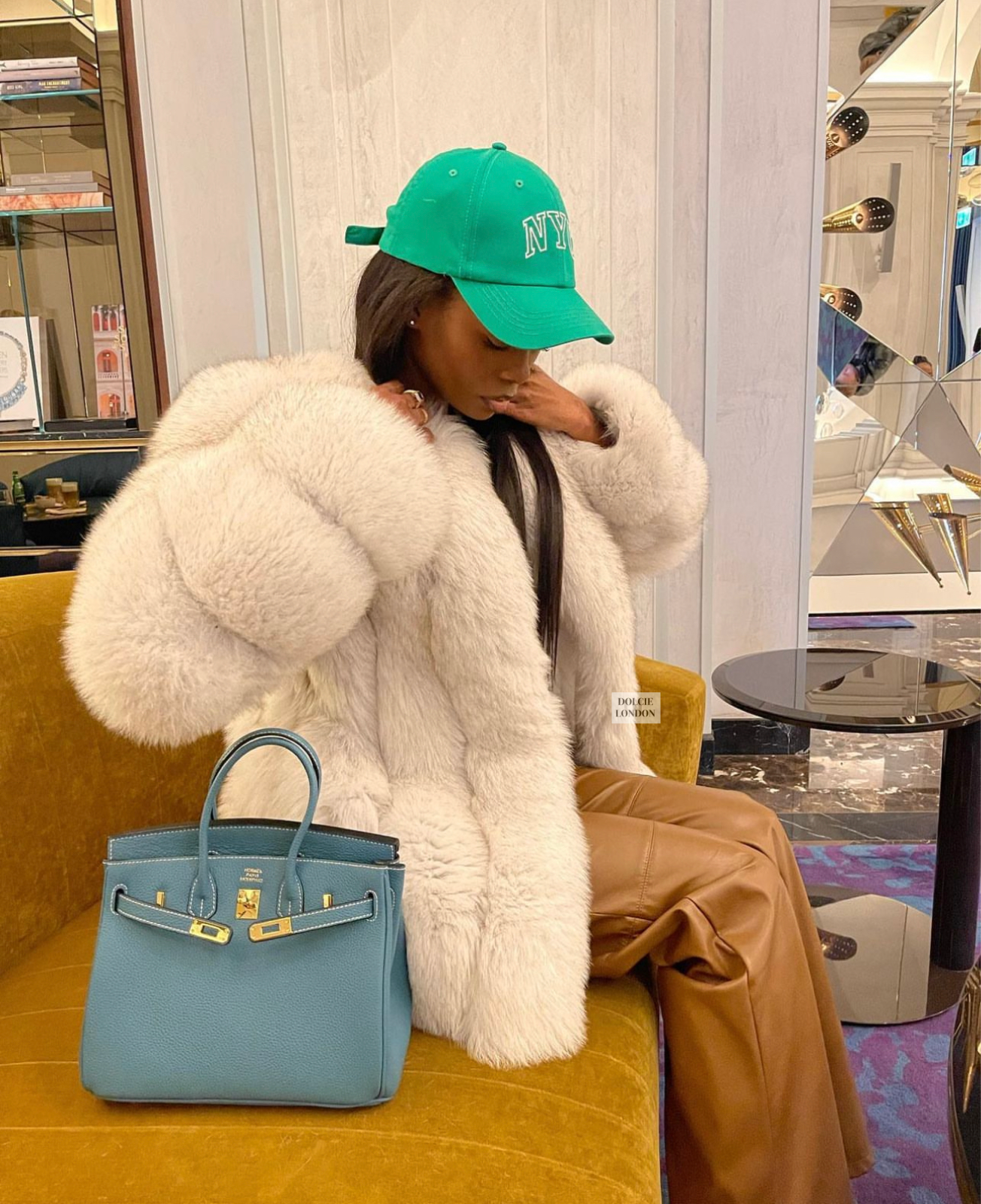 Dolcie London Straight Rows Genuine Fox Fur Long Winter Coat