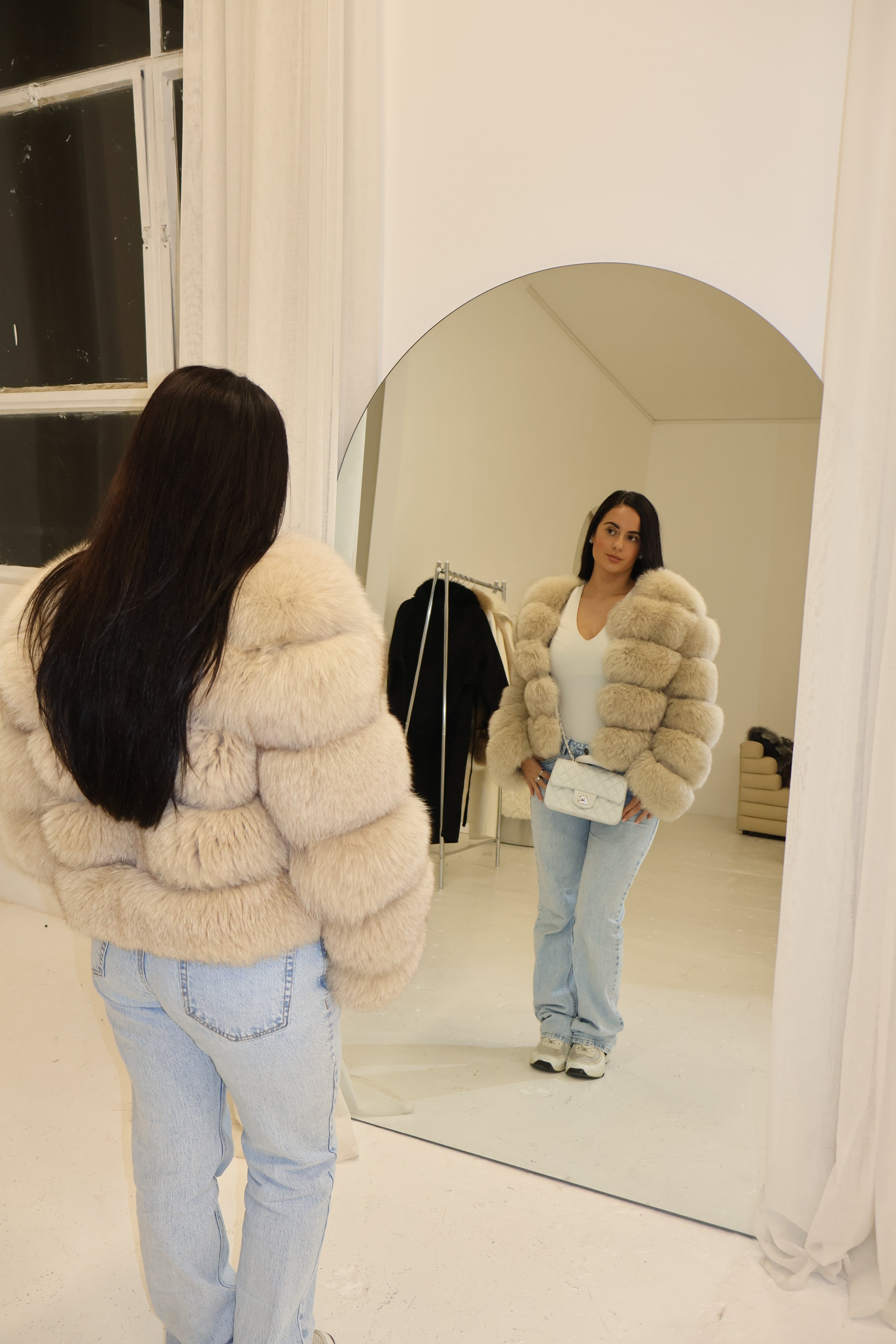 Premium Dolcie London Bubble Cropped Genuine Fox Fur Winter Coat