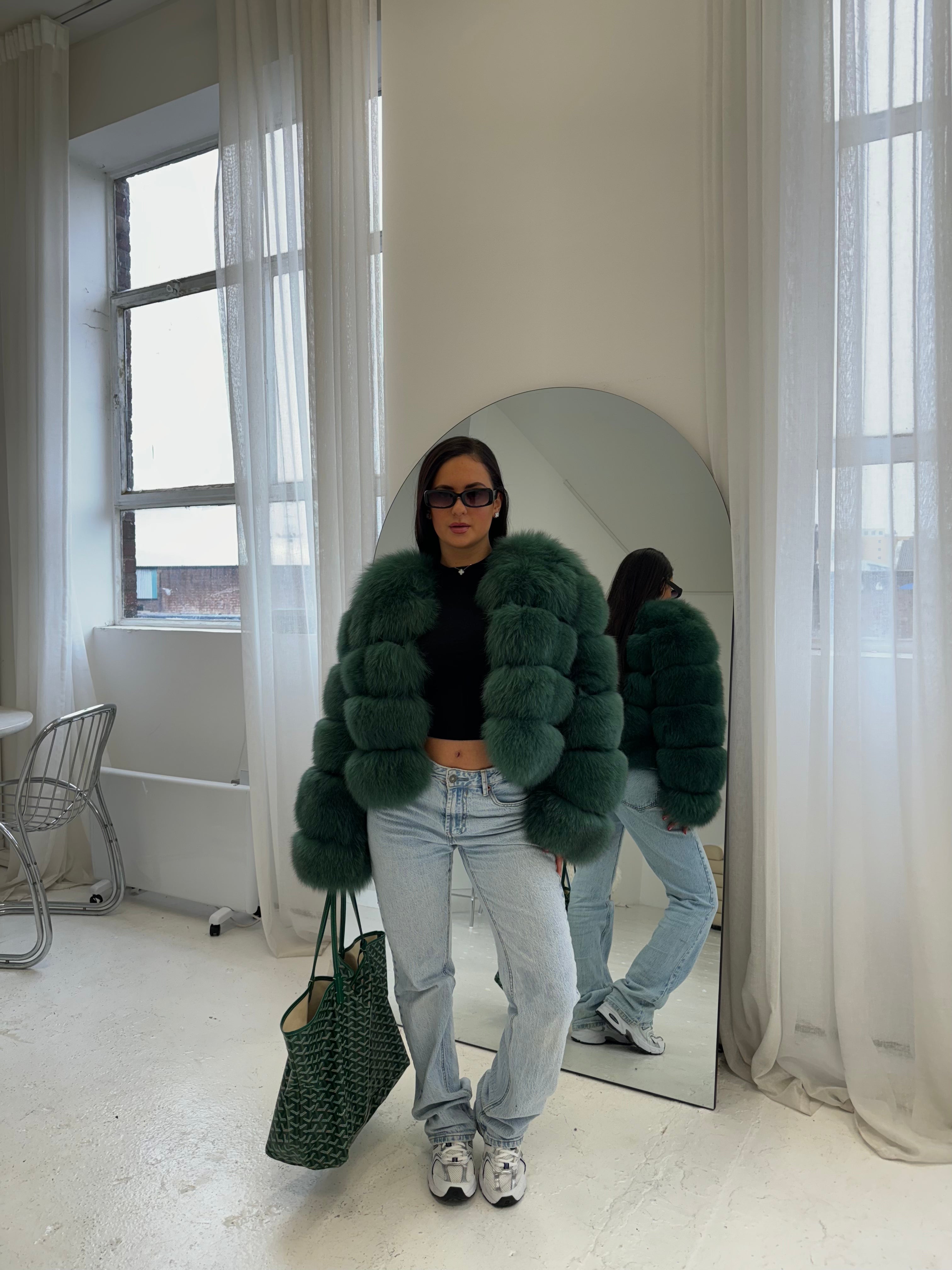 Premium Dolcie London Bubble Cropped Genuine Fox Fur Winter Coat