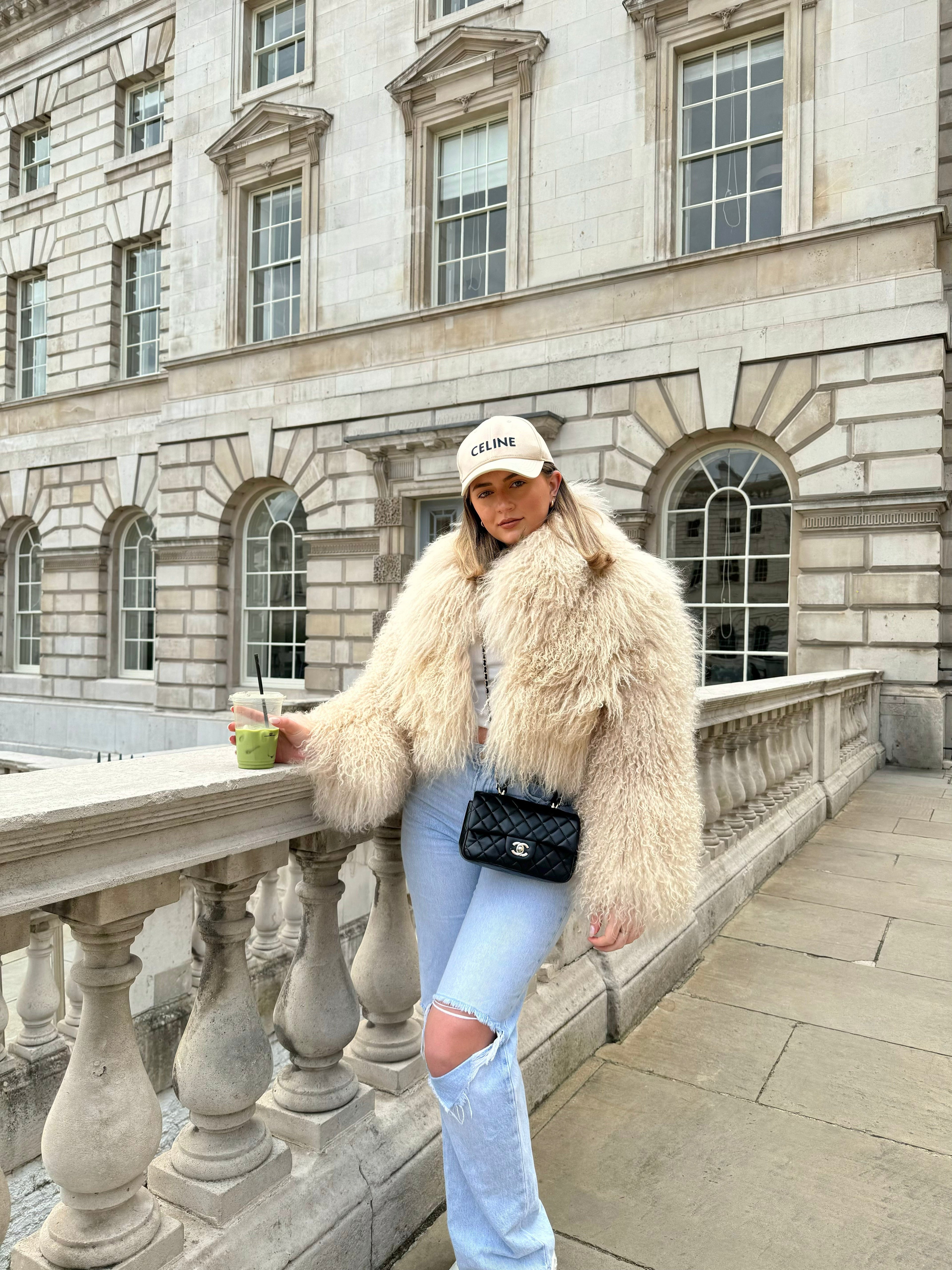 Mongolian Sheepskin Fur Cropped Collar Coat for Women