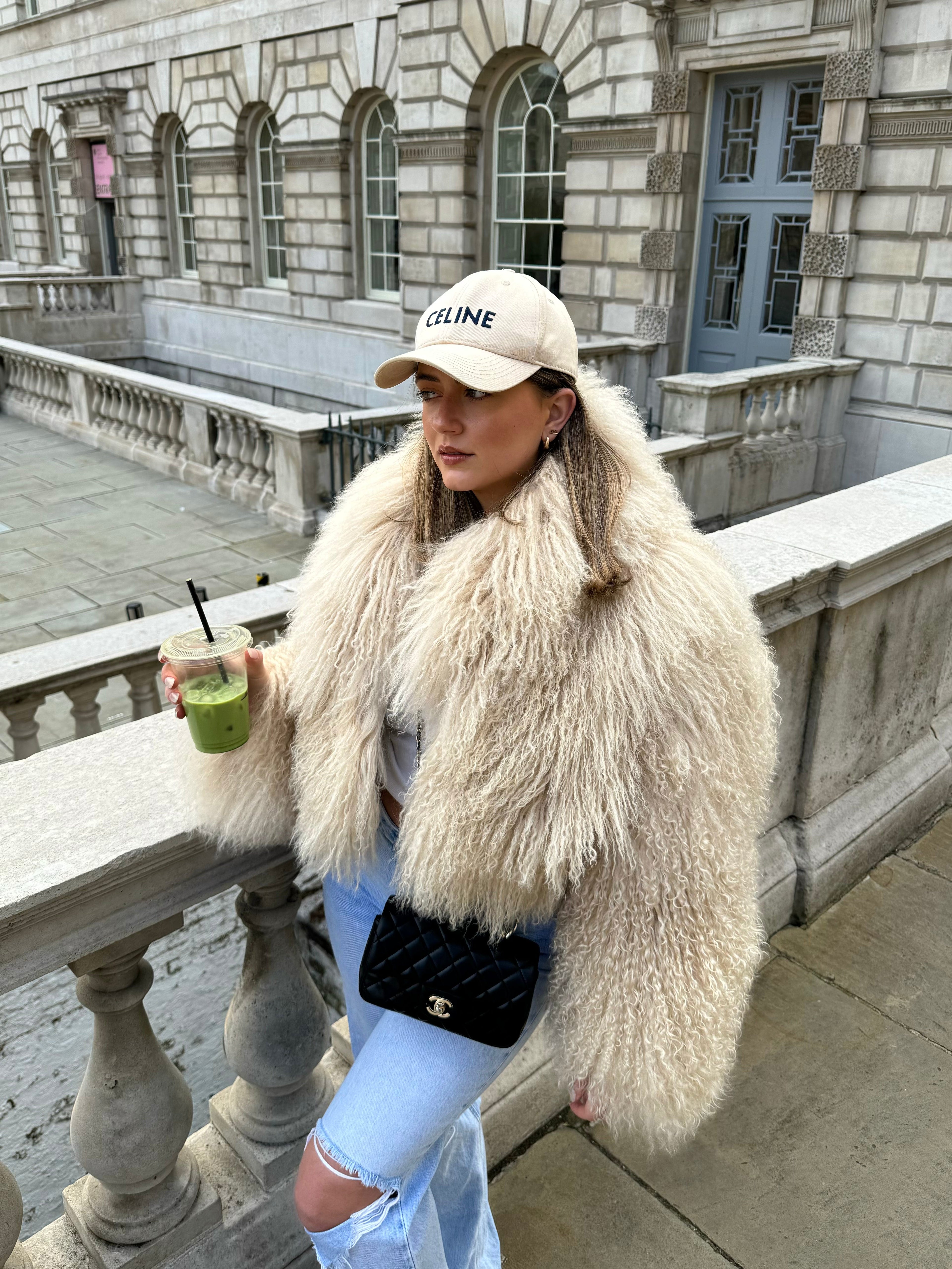 Mongolian Sheepskin Fur Cropped Collar Coat for Women