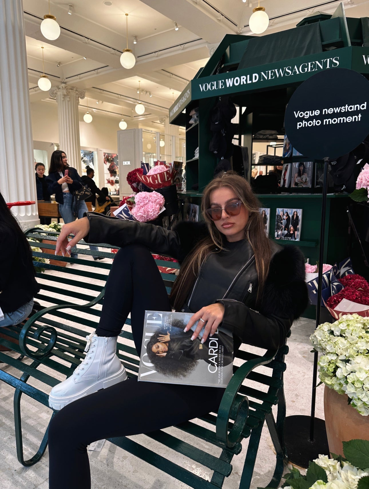 Dolcie London Women's Genuine Leather Jacket with Fox Fur Sleeves