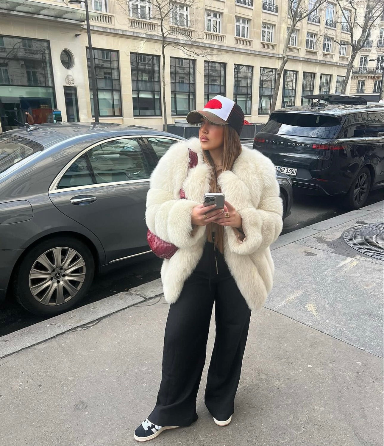 Dolcie London Straight Rows Genuine Fox Fur Long Winter Coat