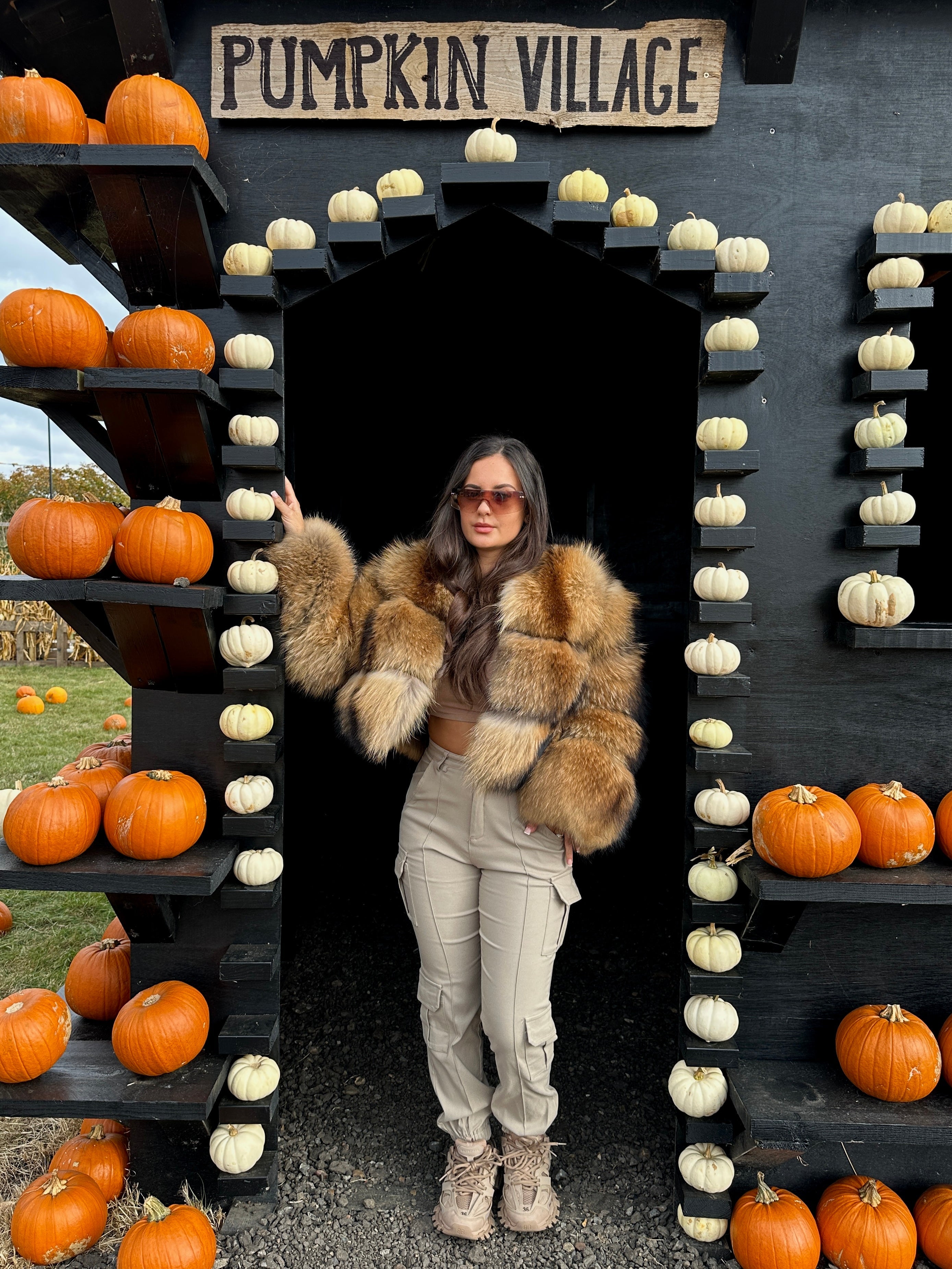 Dolcie London Luxury Bubble Mini Coat Genuine Raccoon Fur Jacket