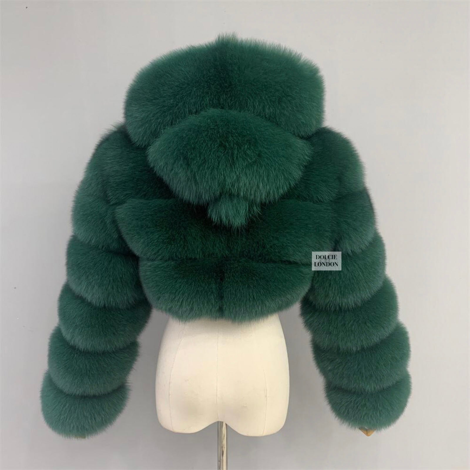 Dolcie London Luxurious Cropped Mini Zipped Hooded Real Fox Fur Coat