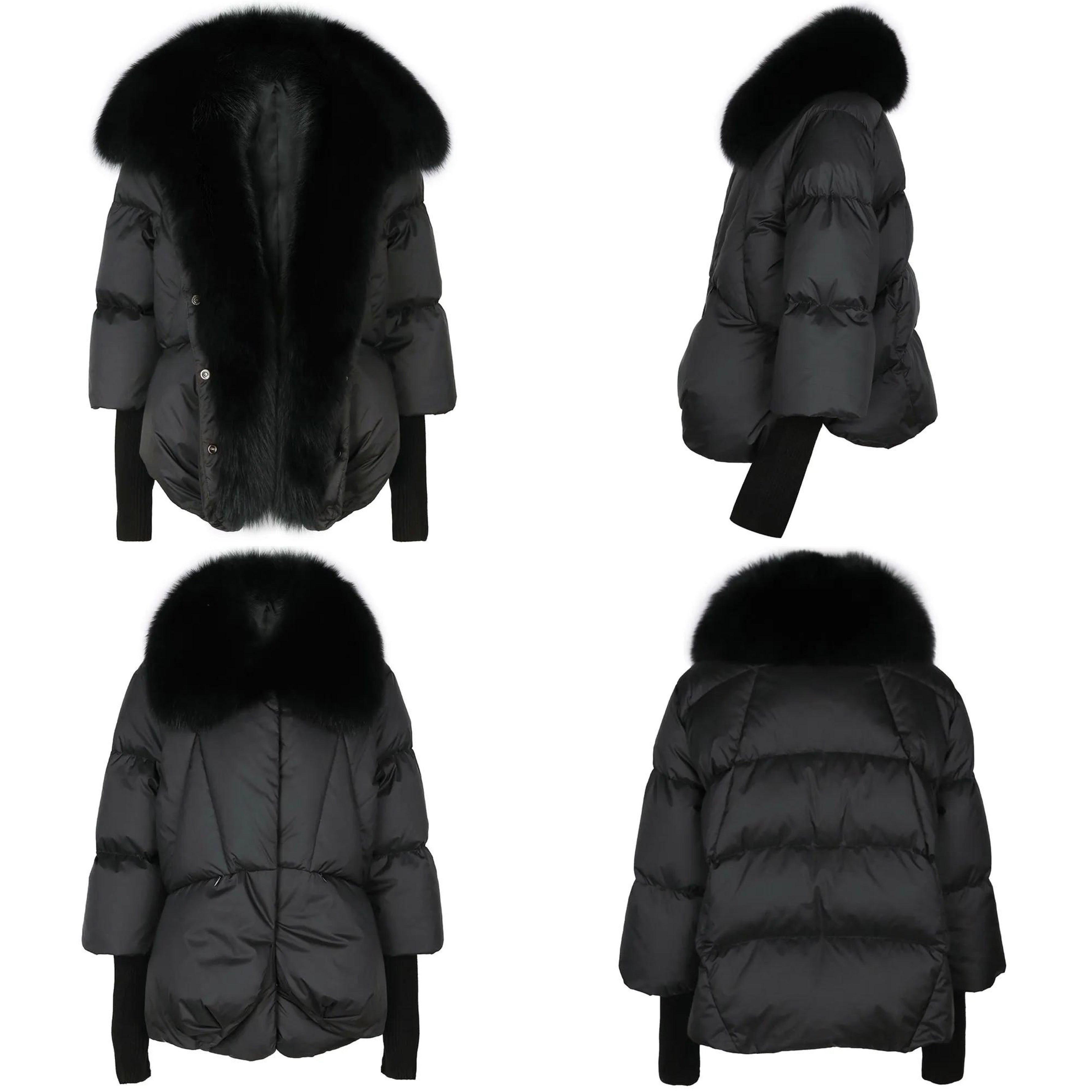 Premium Goose Down Puffer Jacket with Real Fox Fur Collar