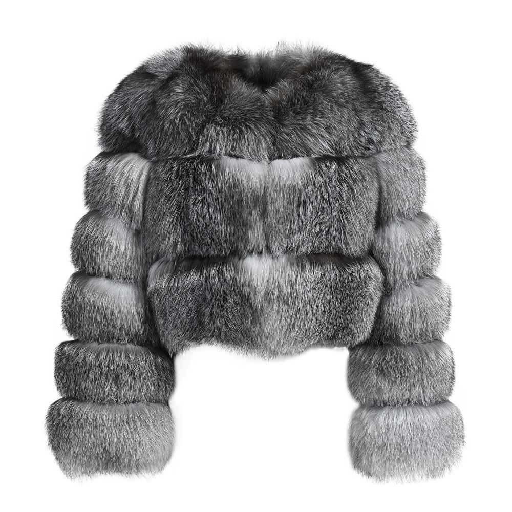 Genuine Fox Fur Bubble Mini Cropped Coat by Dolcie London