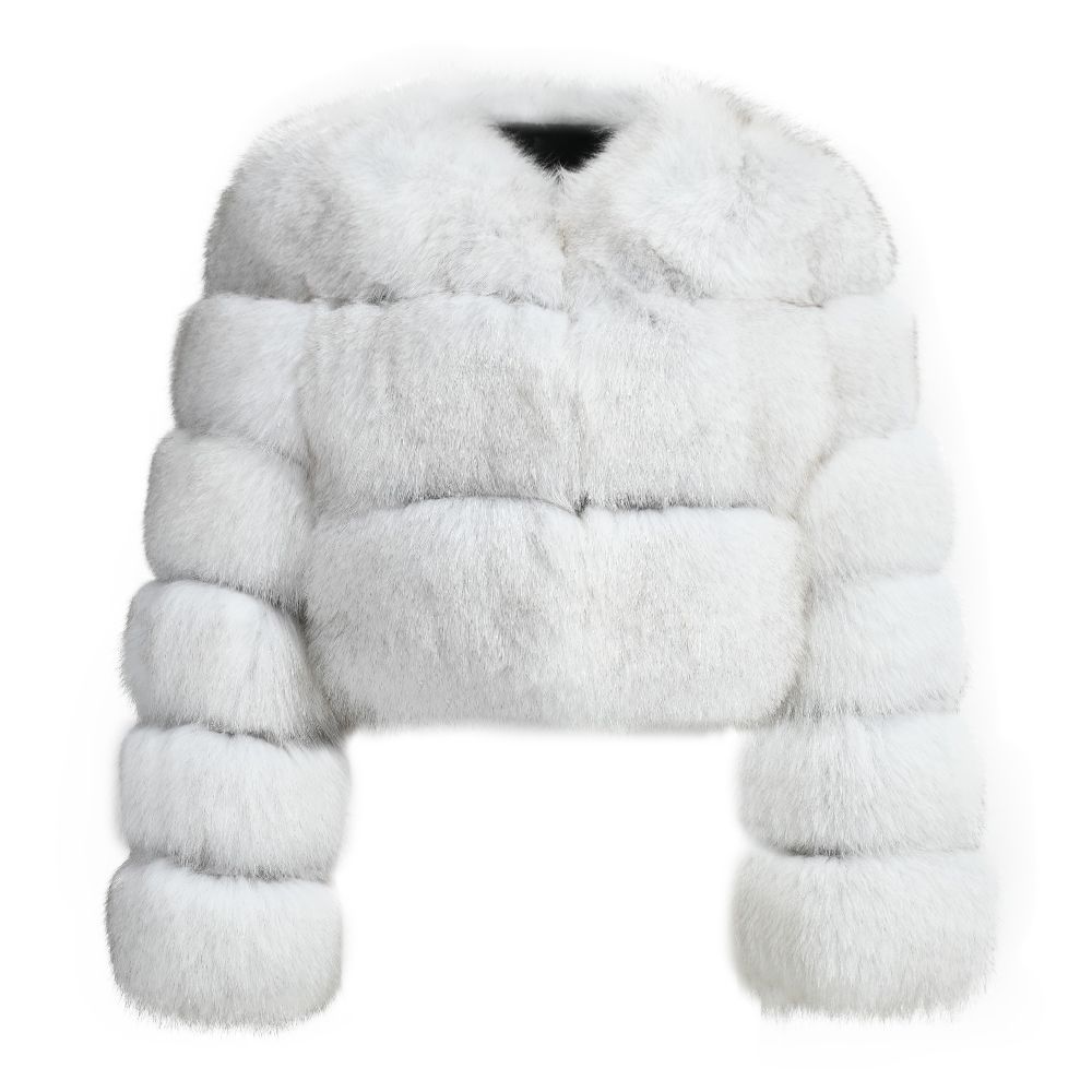 Genuine Fox Fur Bubble Mini Cropped Coat by Dolcie London