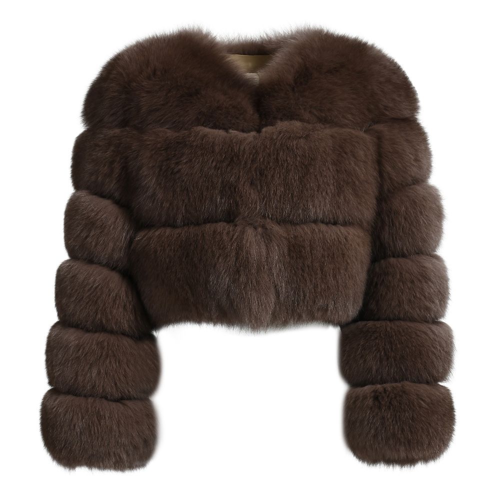 Genuine Fox Fur Bubble Mini Cropped Coat by Dolcie London