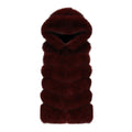 Premium 6 Row Genuine Fox Fur Hooded Gilet Leather Lining