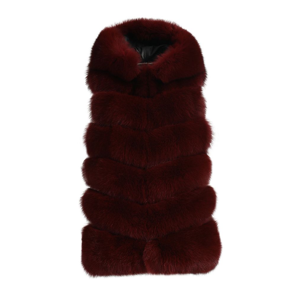 Premium 6 Row Genuine Fox Fur Hooded Gilet Leather Lining