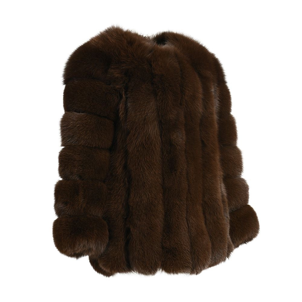 Dolcie London Straight Rows Genuine Fox Fur Long Winter Coat