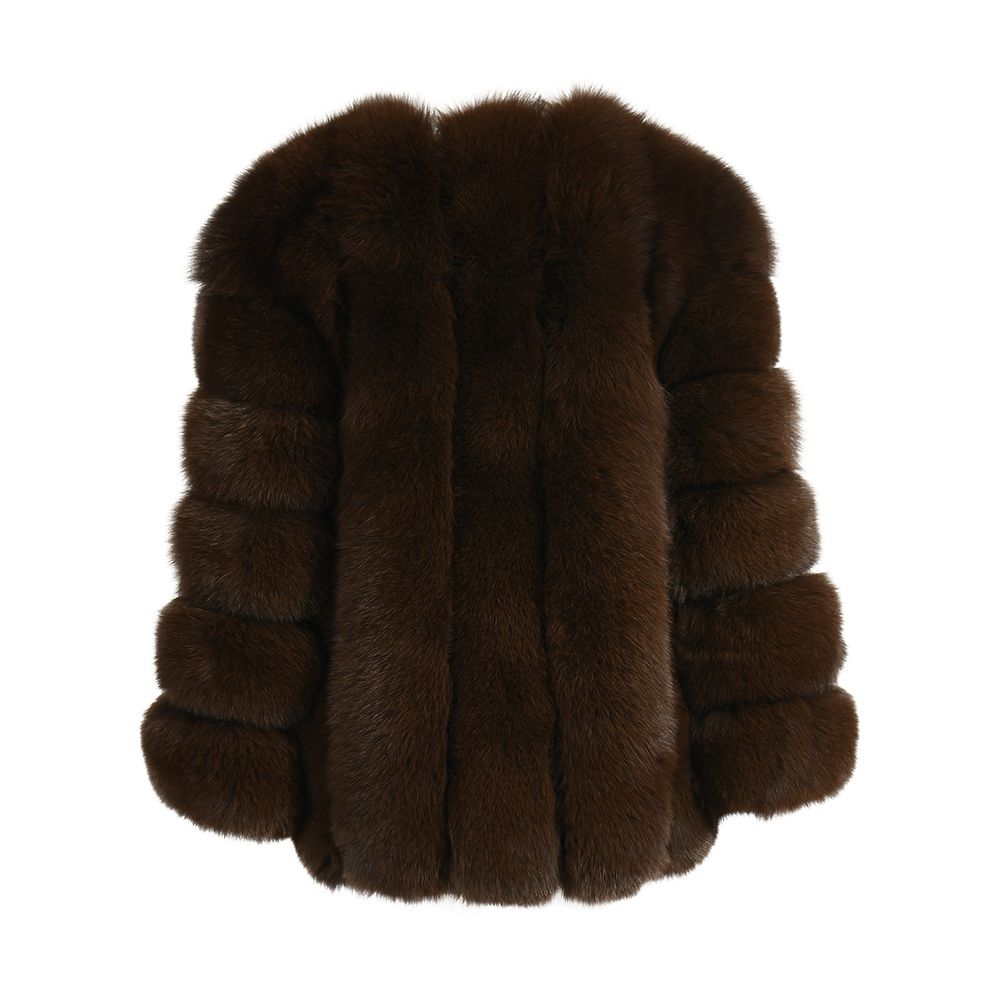 Dolcie London Straight Rows Genuine Fox Fur Long Winter Coat