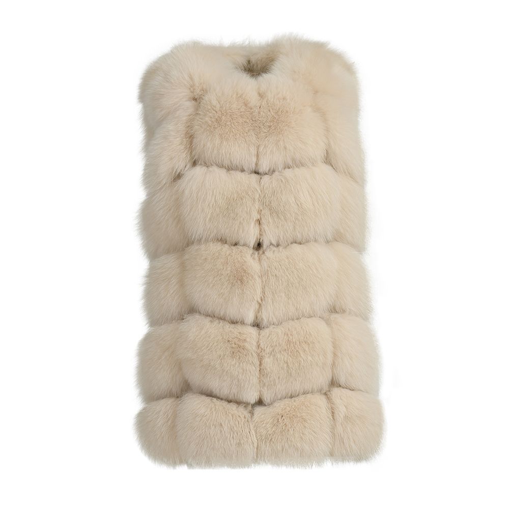 Luxurious Dolcie London Real Fox Fur Overlap Gilet with Pockets