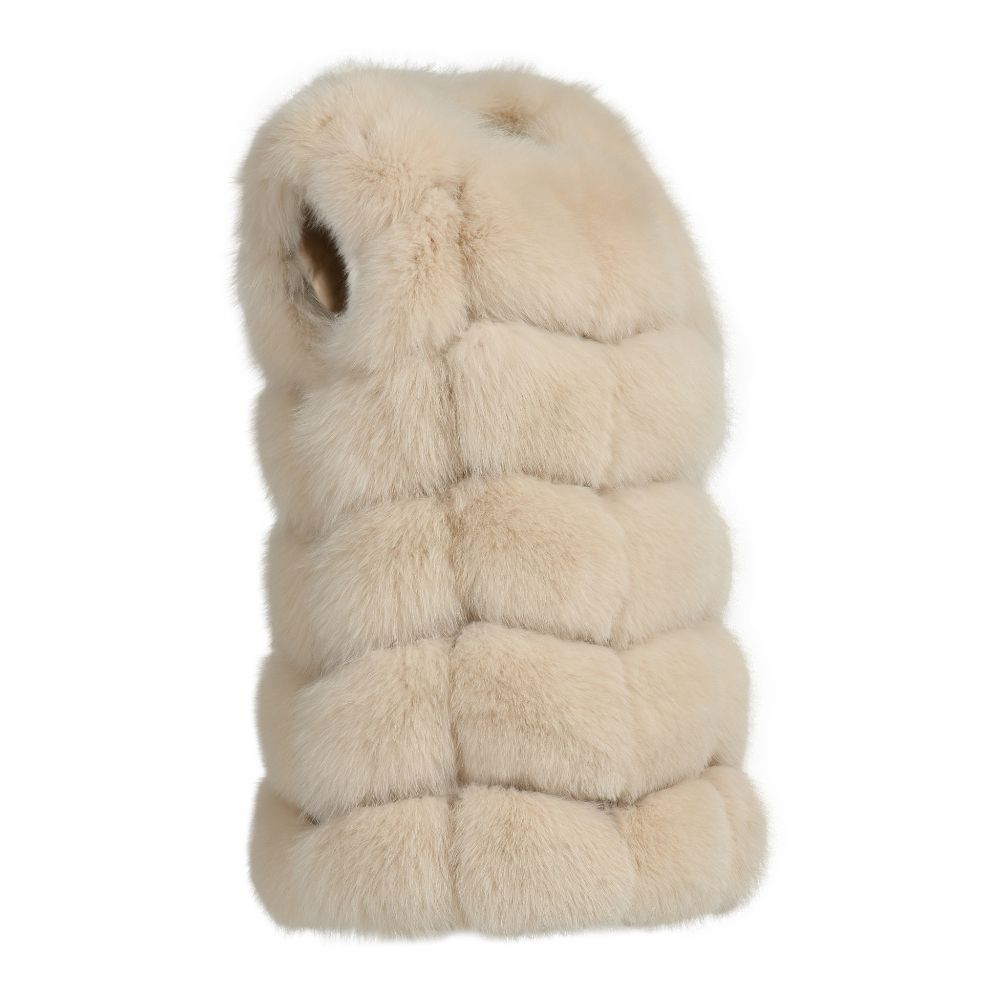 Luxurious Dolcie London Real Fox Fur Overlap Gilet with Pockets