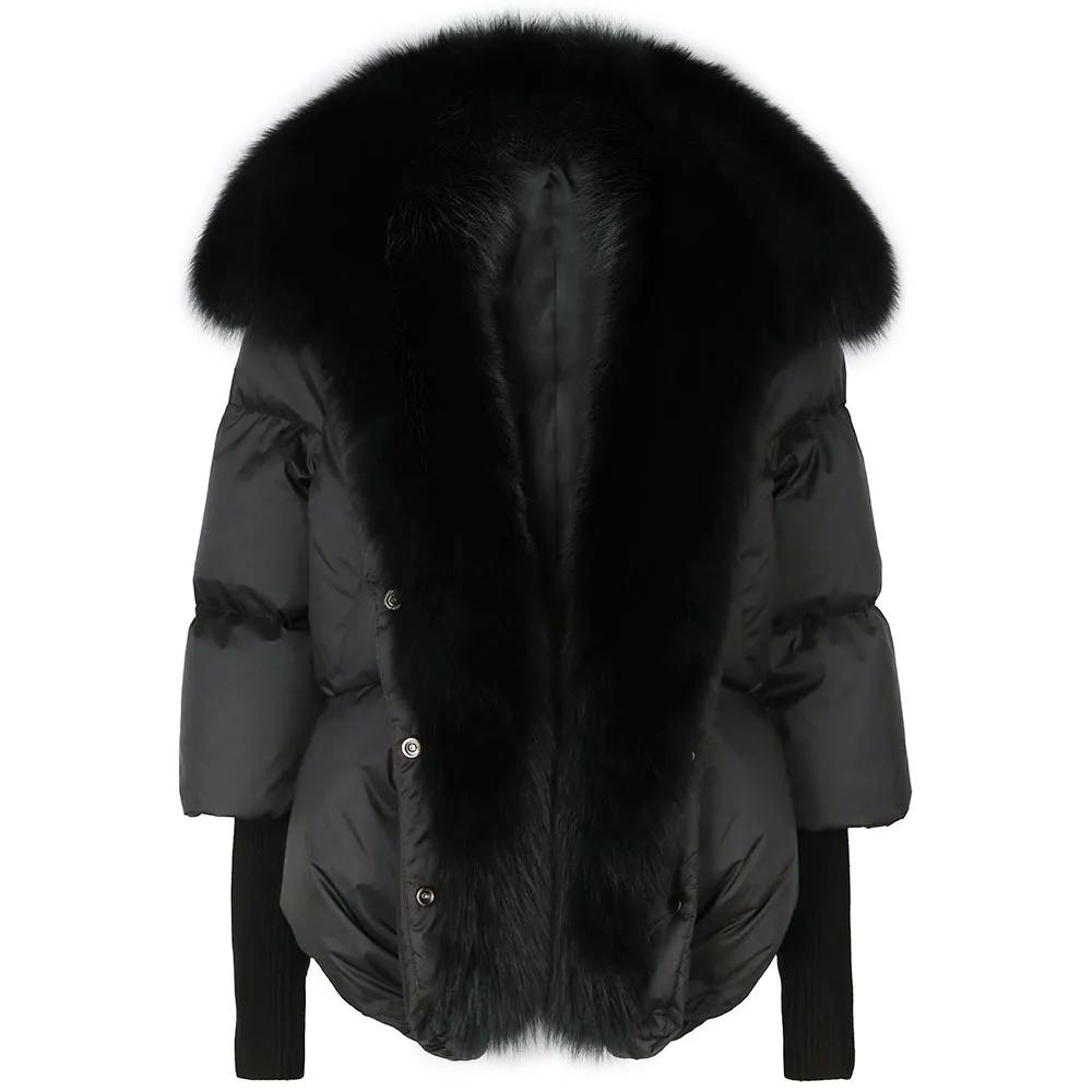 Premium Goose Down Puffer Jacket with Real Fox Fur Collar