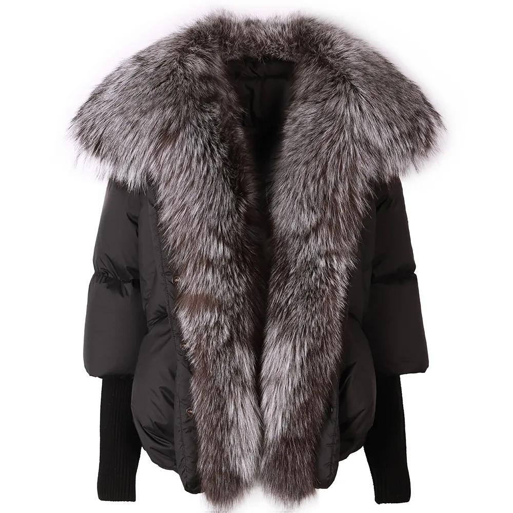 Premium Goose Down Puffer Jacket with Real Fox Fur Collar