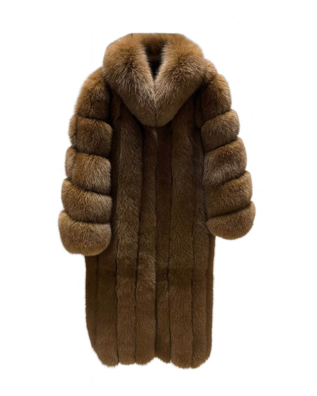 Luxurious Long Full-Length Genuine Fox Fur Winter Collar Coat