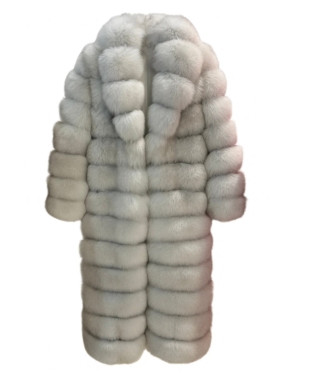 Luxurious Long Fox Fur Coat with Elegant Oversized Collar Detail