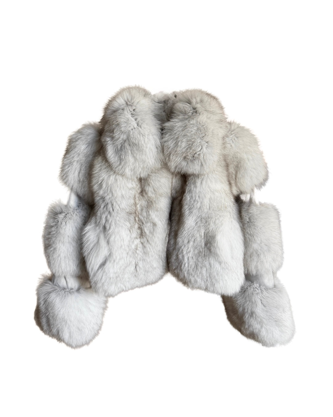 Luxury Cropped Fox Fur Coat with Genuine Leather Sleeves