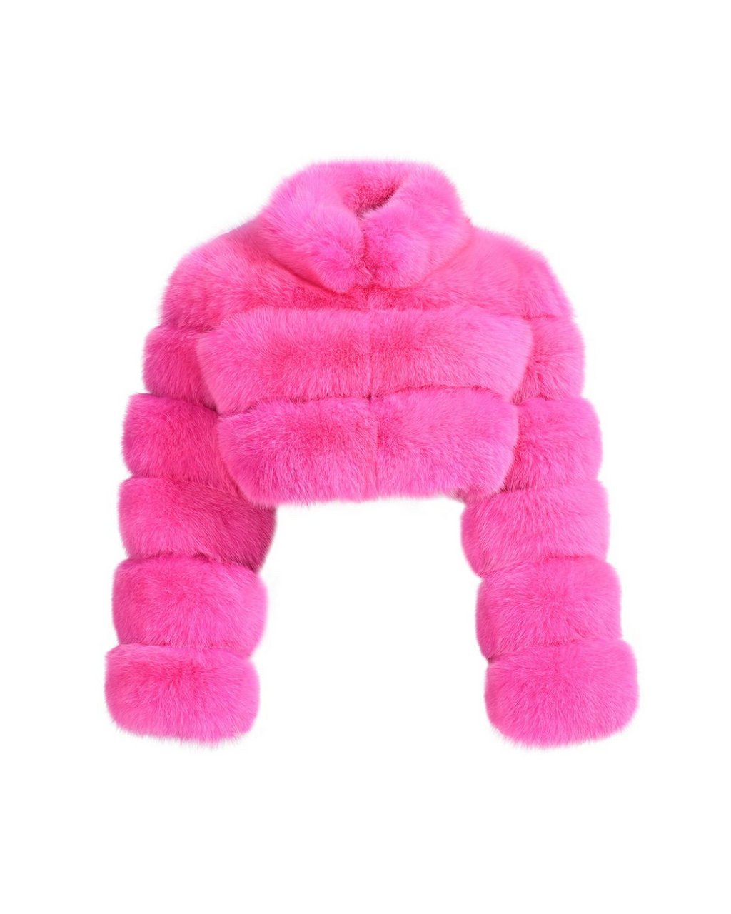 Dolcie London Mini Cropped Genuine Fox Fur Collar Statement Coat