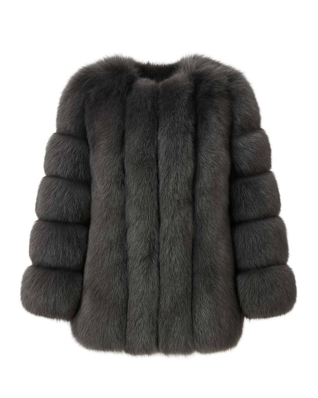 Dolcie London Straight Rows Genuine Fox Fur Long Winter Coat