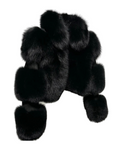 Black Cropped Fox Fur Coat with Genuine Leather Sleeves