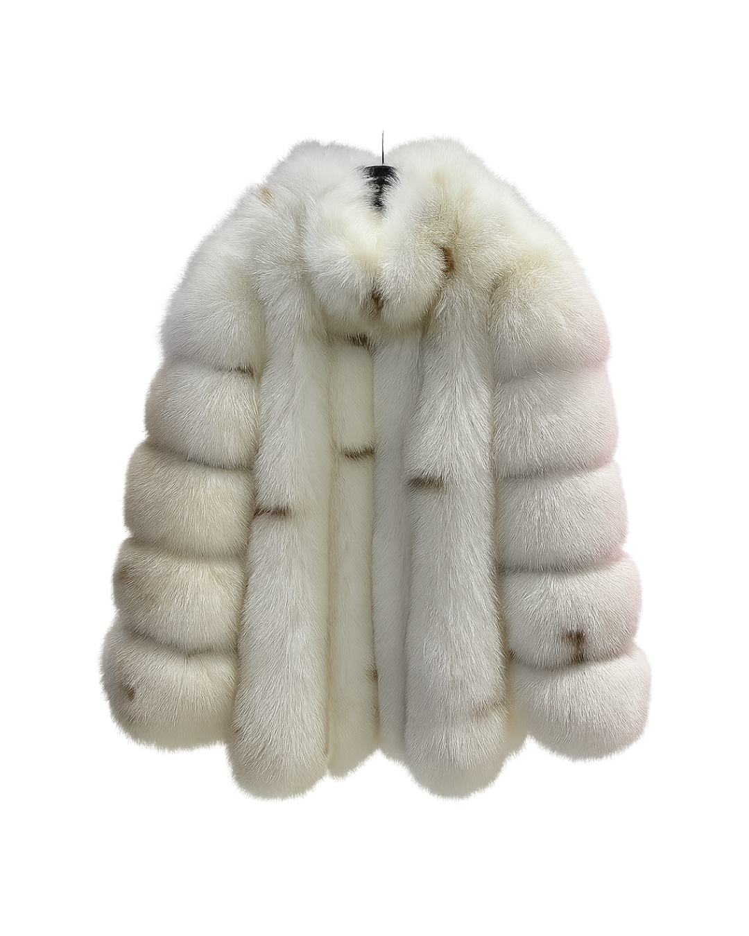 Premium Ivory Mink Fox Fur Long Straight Row Luxury Coat