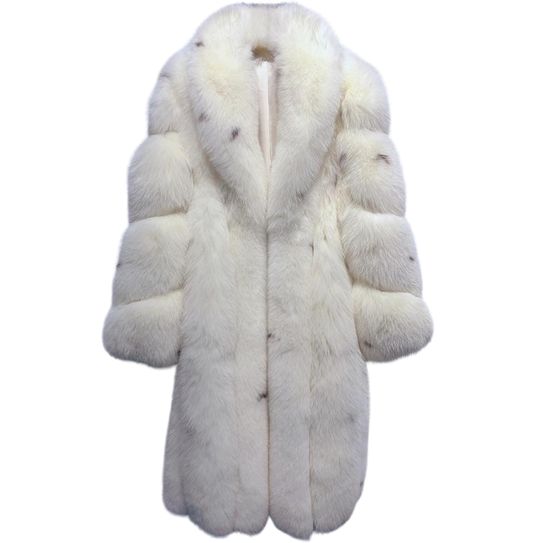 Luxury Genuine Fox Fur Long Collar Coat Winter Outerwear