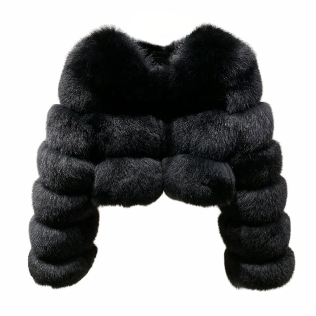 Genuine Fox Fur Bubble Mini Cropped Coat by Dolcie London