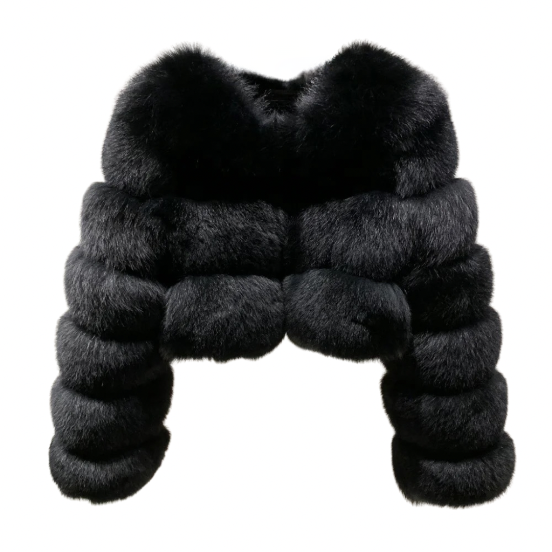 Genuine Fox Fur Bubble Mini Cropped Coat by Dolcie London