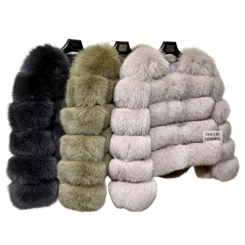 Premium Dolcie London Bubble Cropped Genuine Fox Fur Winter Coat