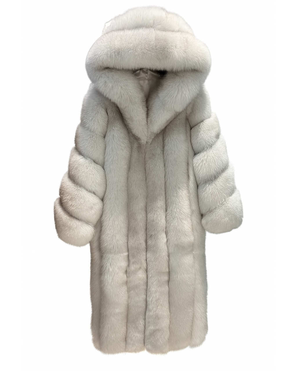 Dolcie London Genuine Fox Fur Hooded Long Collar Coat