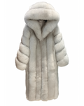 Dolcie London Genuine Fox Fur Hooded Long Collar Coat