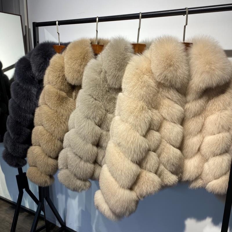 Dolcie London Luxury Overlap Collar Genuine Fox Fur Coat