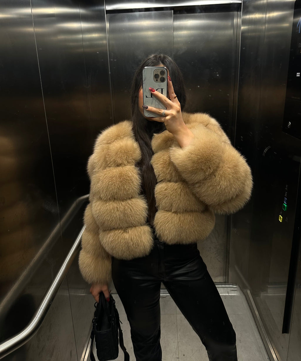 Premium Dolcie London Bubble Cropped Genuine Fox Fur Winter Coat