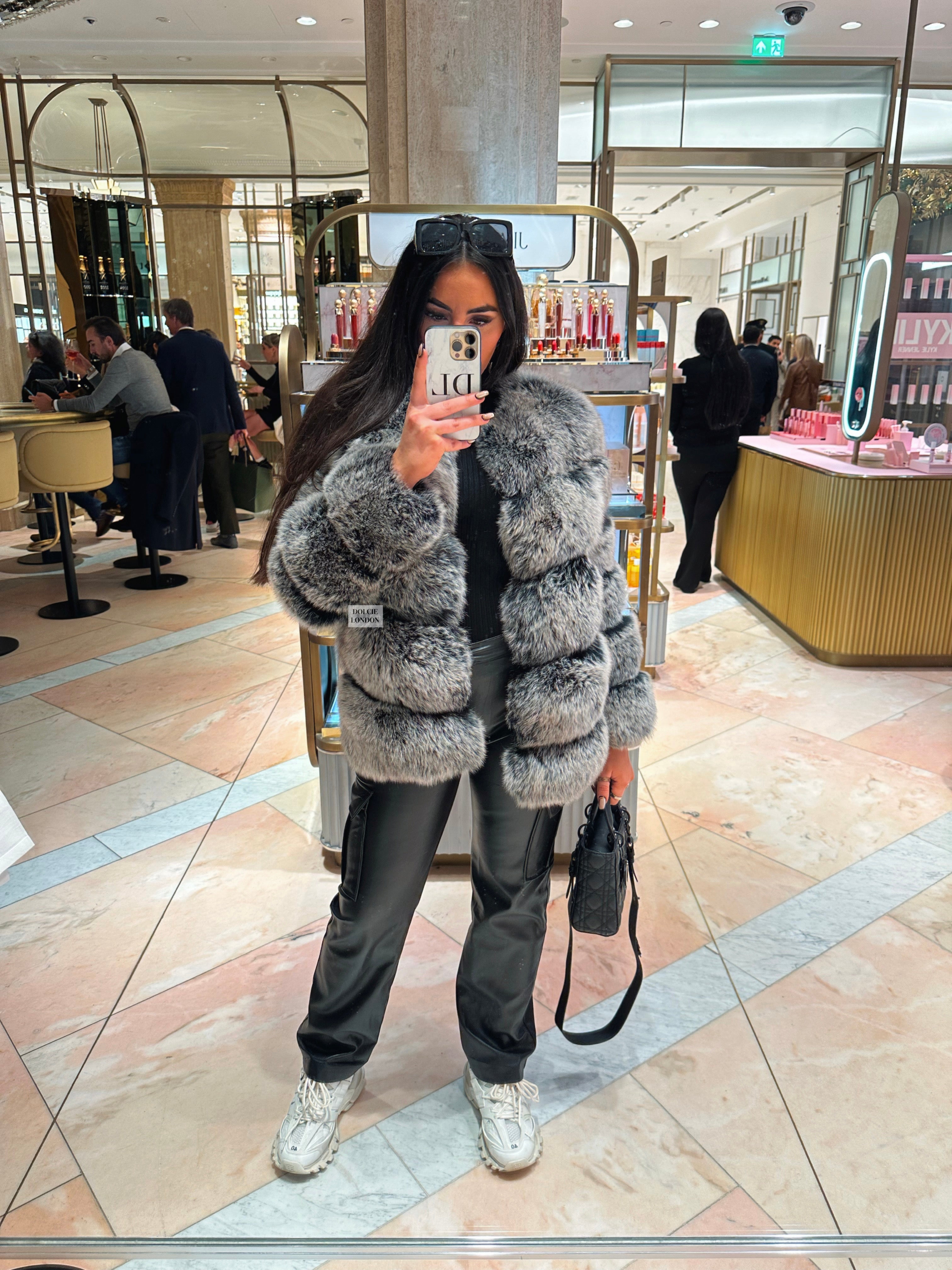 Luxury 5 Row Real Fox Fur Oversized Winter Statement Coat