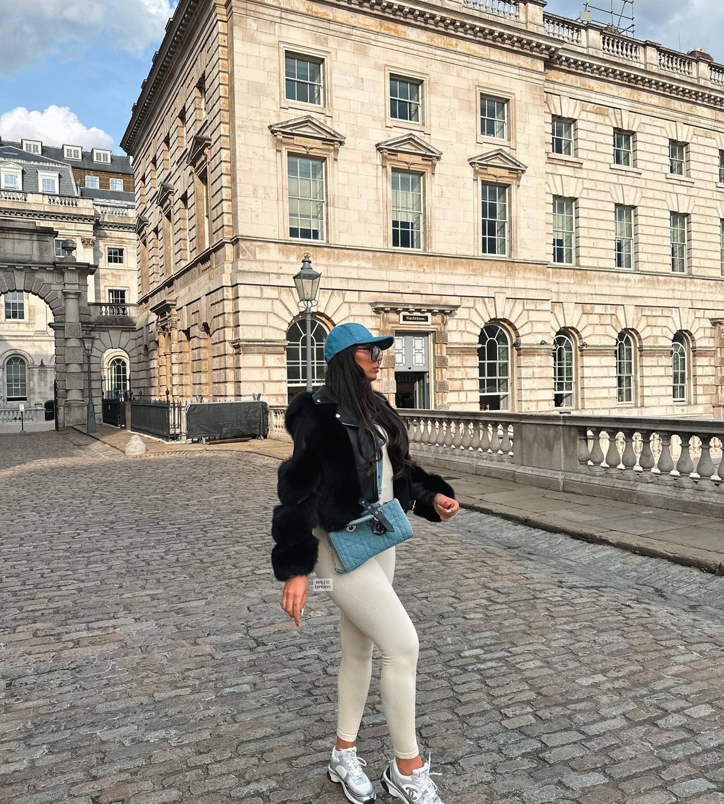 Dolcie London Genuine Leather Jacket with Straight Fox Fur Rows